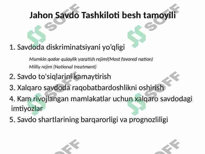 Jahon iqtisodiyot tashkiloti va uning xalqaro savdodagi o'rni 4