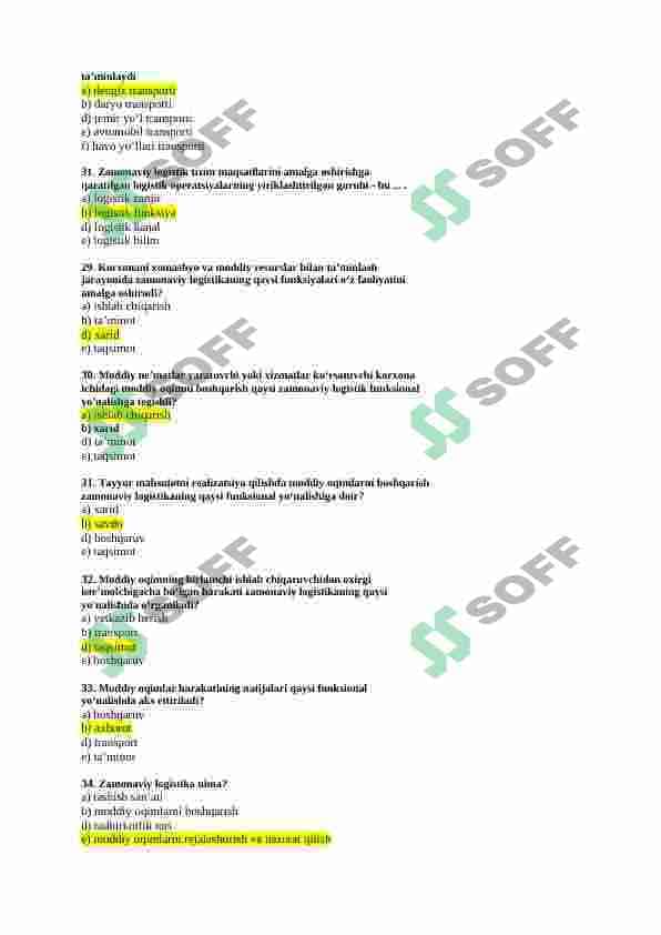 Logistika fanidan test 4