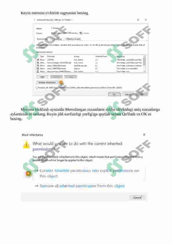 Windows operatsion tizimida foydalanuvchilar va guruhlar uchun foydalanish huquqlarini sozlash 4
