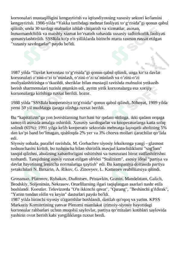 Qayta qurish siyosati va uning inqirozi. Fargʻona fojialari 4