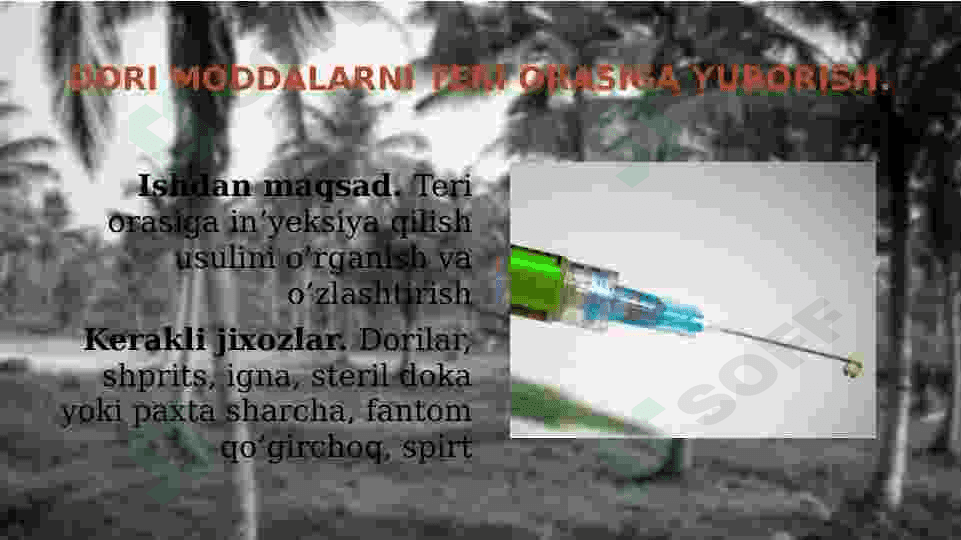 Dori-darmonlarni organizmga kiritish usullari. Nafas olish tizimi kasalliklari 4