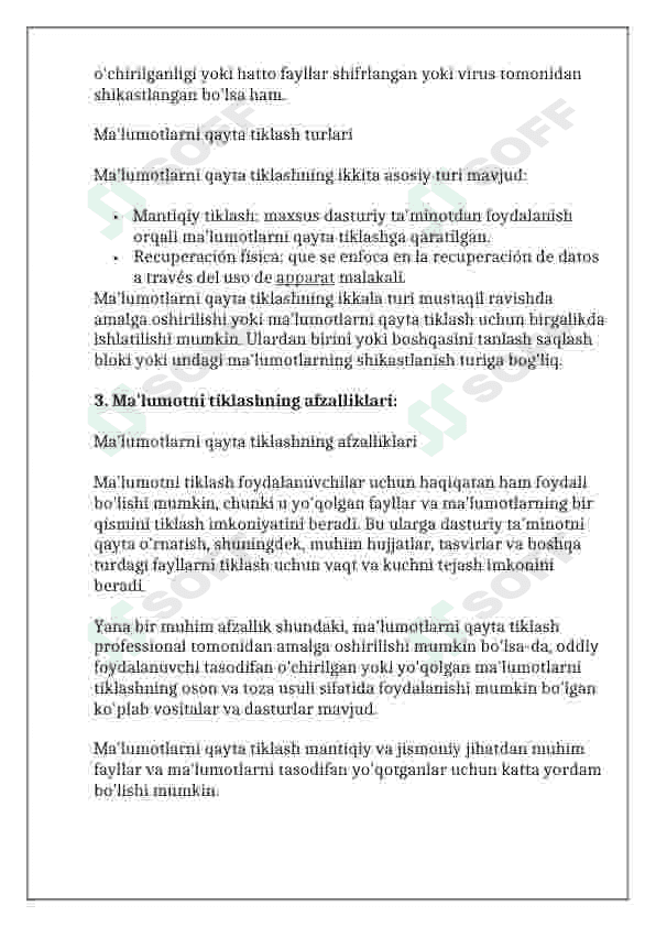 Malummotlarni tiklash 4