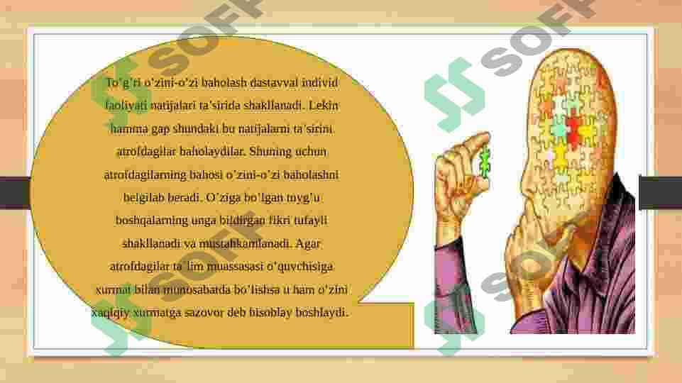 Shaxsning o’zini o’zi baholashi, shaxsning o’zini o’zi nazorat qilishi va boshqarish 4