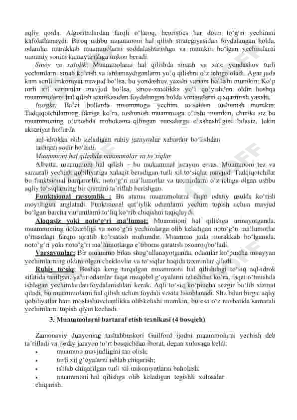 Muammoni hal qilishning asosiy strategiyalari. 4