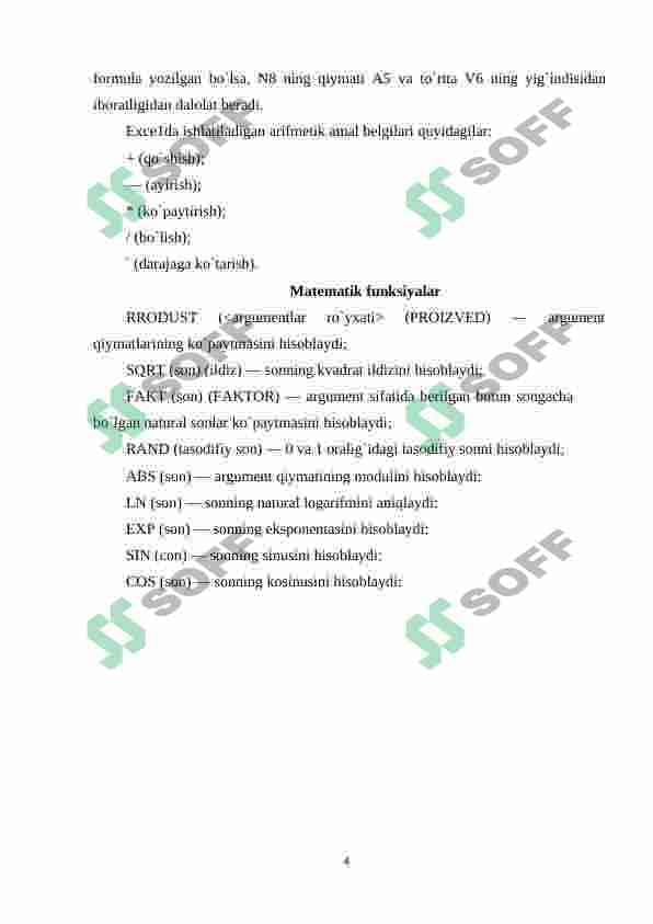 Microsoft Excel haqida ma'lumot 4