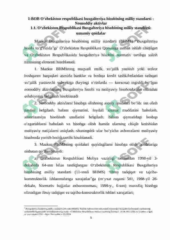 Nomodiy aktivlar tarifi, tan olinishi, boshlang’ich tannarxi 5