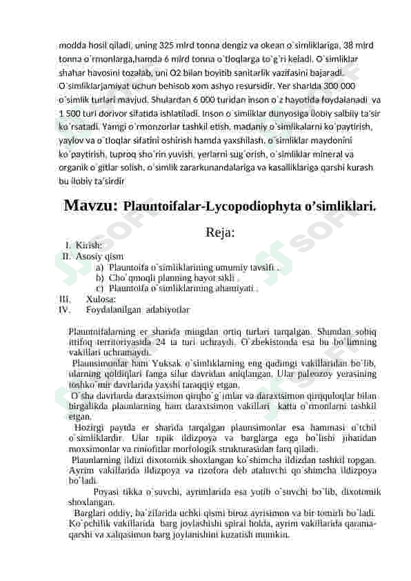 Plauntoifalilar sinfi 5