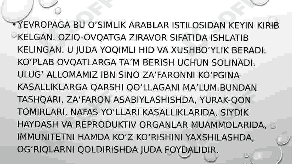 Zafaron oʻsimlik haqida 5