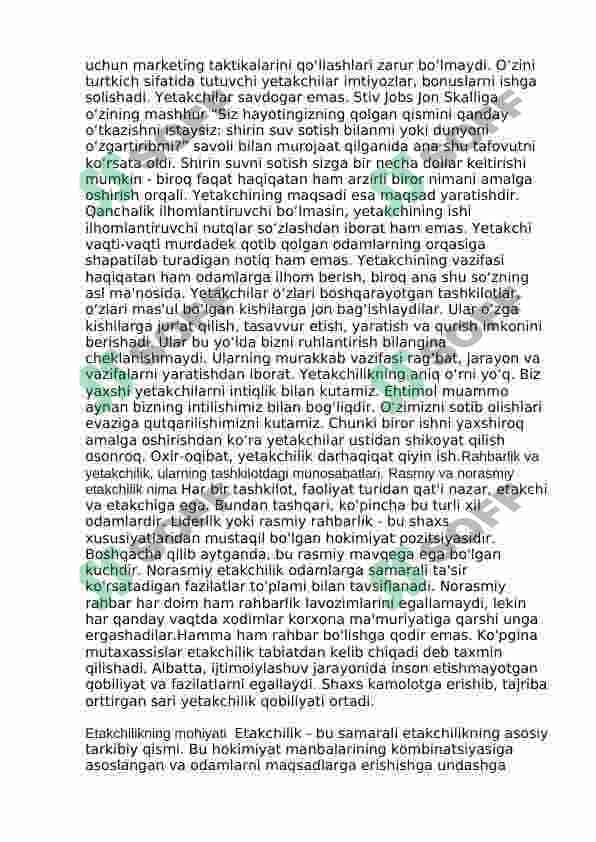 Yetakchilikni shaxsiy xislatlari va ularni rivojlantirish 5