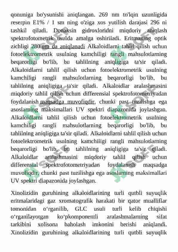 Dori vositalari tahlilida fotometrik usulni qo‘llash. Alkaloidlar misolida 5