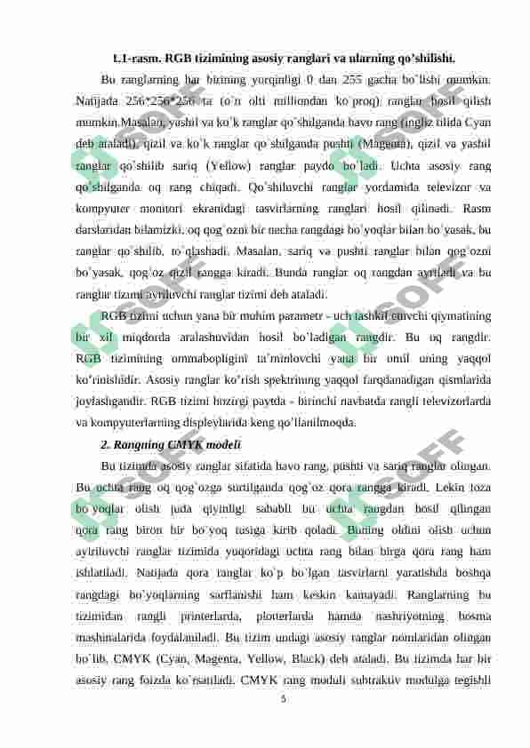 ADOBE PHOTOSHOP DASTURNING GRAFIK OBYEKTLARDA RANGLAR VA QATLAMLAR BILAN ISHLASHNING ZAMONAVIY USULLARI. 5