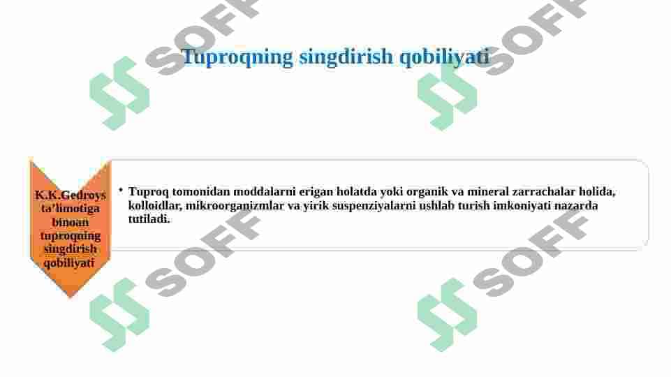 Tuproqning singdirish qobiliyati va fizik kimyoviy xossalari 5
