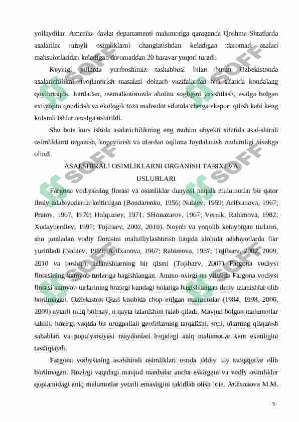 Asalshirali oʻsimliklarning oʻrganish tarixi va uslublari 5