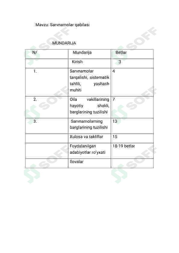 Sarvnomalar oilasi 5
