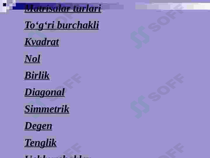 Matritsa va ular ustida amallar. 5