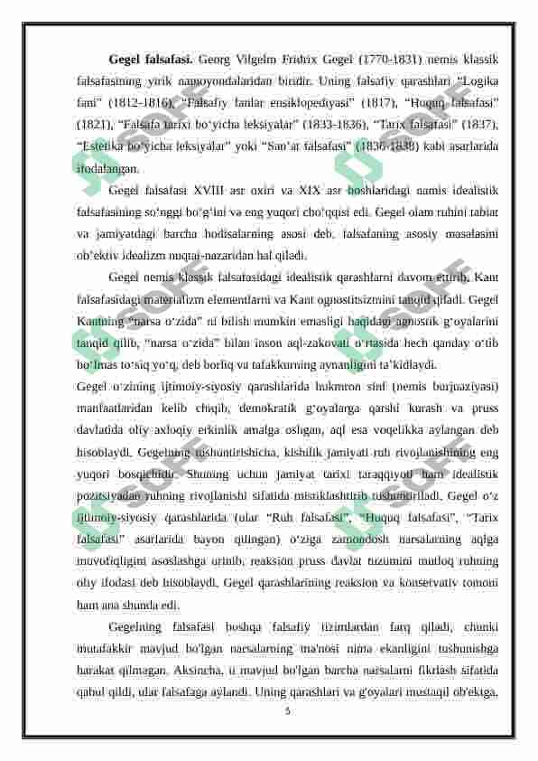 Gegel Falsafasi Haqida 5