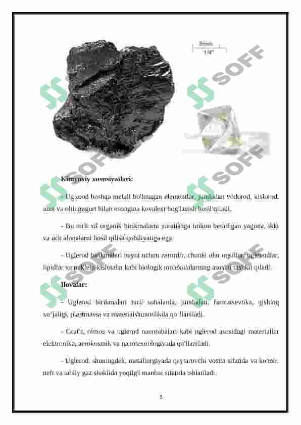 Uglerod birikmalari va xossalari - CARBON [C] 5
