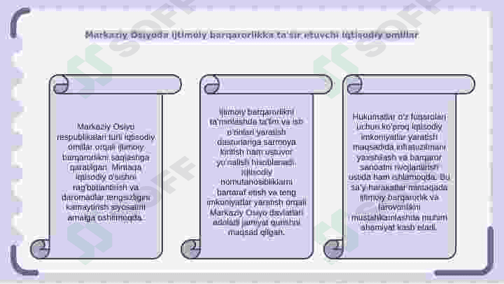 Markaziy Osiyo Respublikalari ijtimoiy barqarorlikni saqlash yoʻlida 5