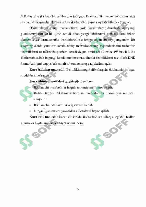 O’SIMLIKLARNING KELIB CHIQISHI IKKILAMCHI BO’LGAN MODDALAR 5