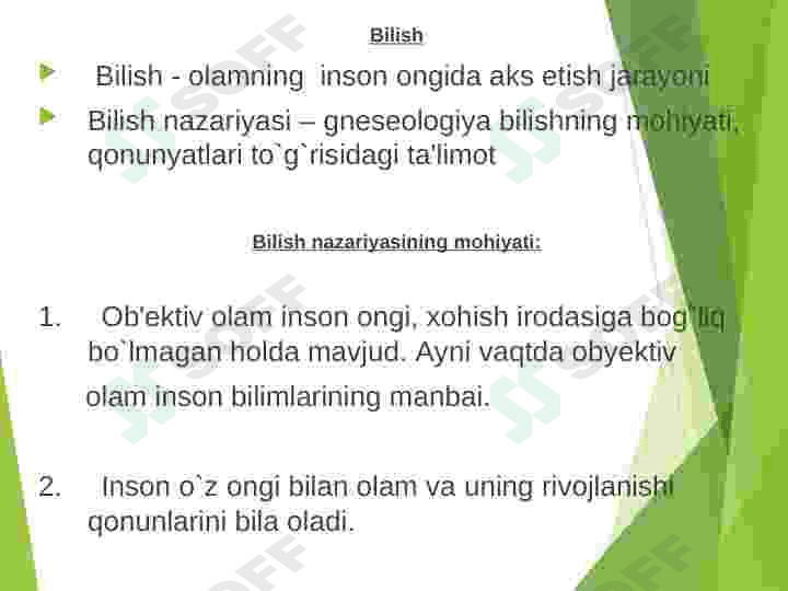 Bilish falsafasi.Gnoseologiya. 5