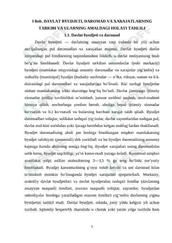 Davlat byudjeti tarkibi va uni takomillashtirish yo'llari 5
