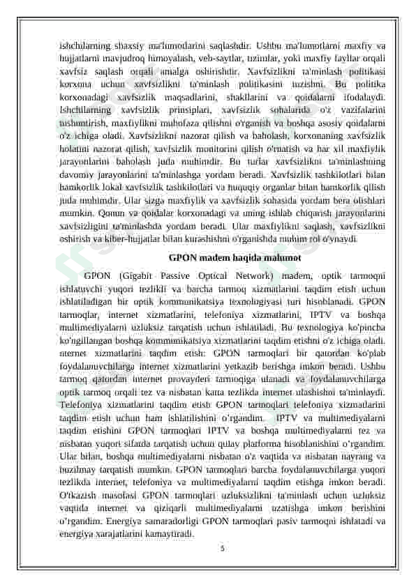 Korxonadagi boʻlimlar 5