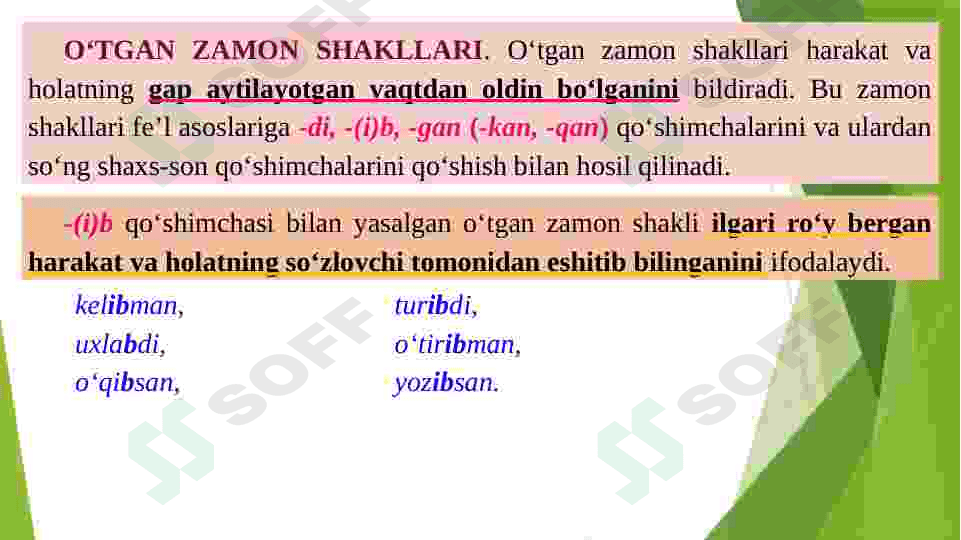 Fe’llarning munosabat shakllari haqida umumiy tushuncha va qo’llanmalar. 5