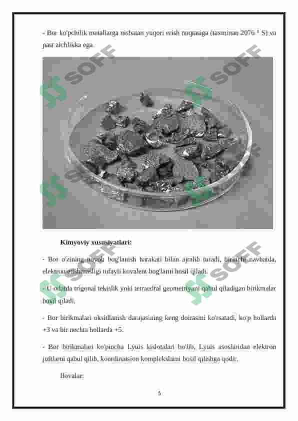 Borning siklik birikmalari ` BOR ELEMENTINING SIKLIK BIRIKMALARI 5