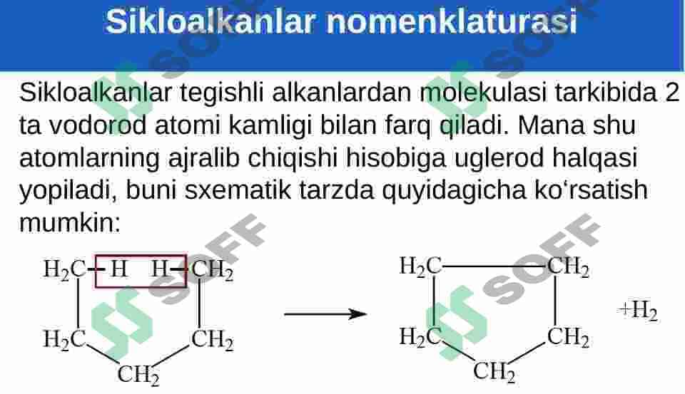 Sikloalkanlar nomenklaturasi izomeriyasi olinishi va xossalari 5