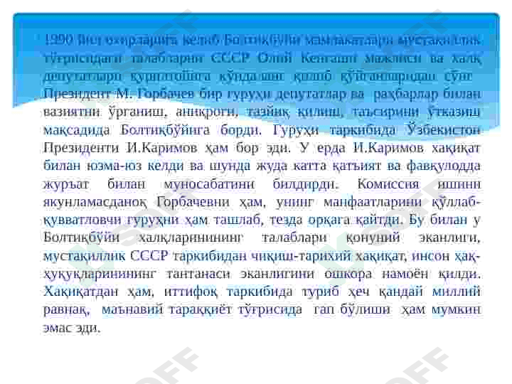 Mustaqillik Oʻzbekiston Respublikasining tashkil etish. 5