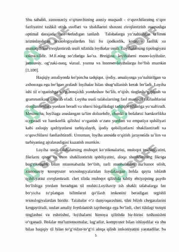 Chet tilini o'rgatishda noan'anaviy usullar 5