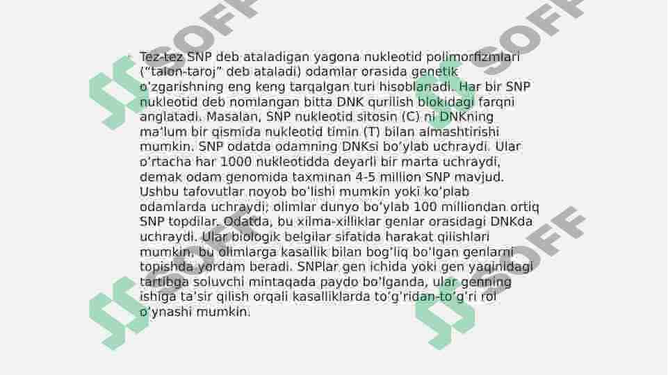 SNP SINGLE NUCLEOTIDE Polymorphism 6