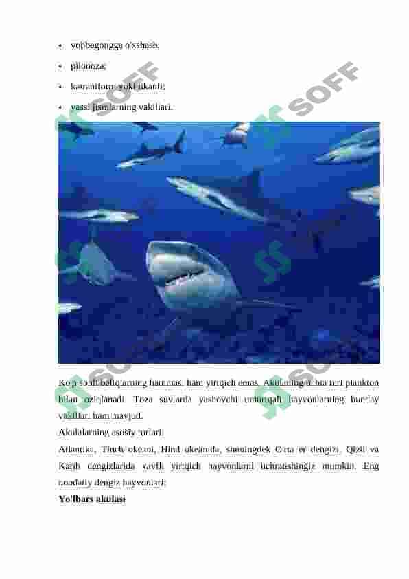Baliqlar katta sinfining umumiy tavsifi va sistematikasi. Tog'ayli baliqlar sinfi vakillarining tuzilishi, ko'payishi va rivojlanishi. 6