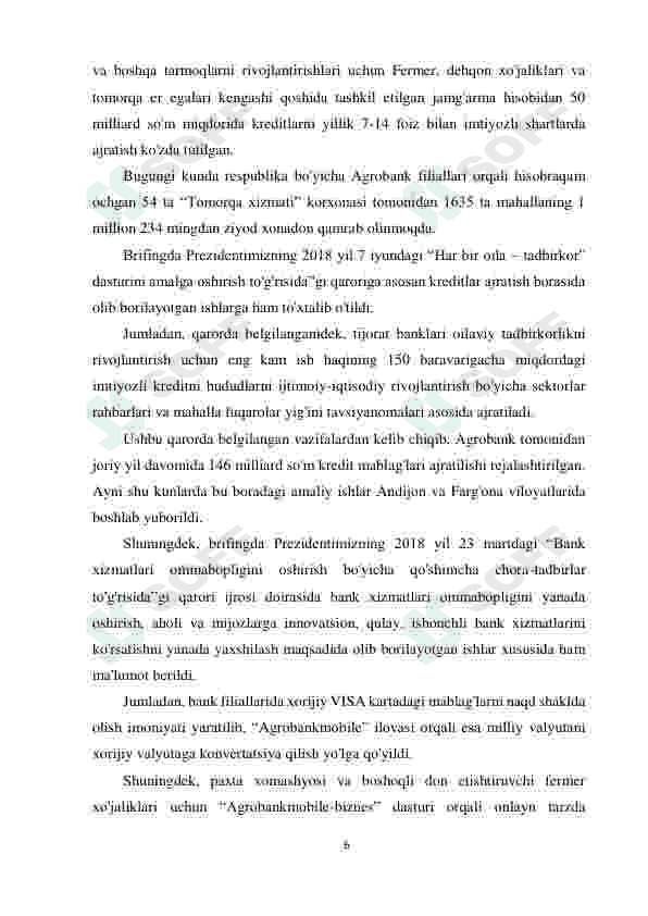 Amaliyot hisoboti agrobank 6