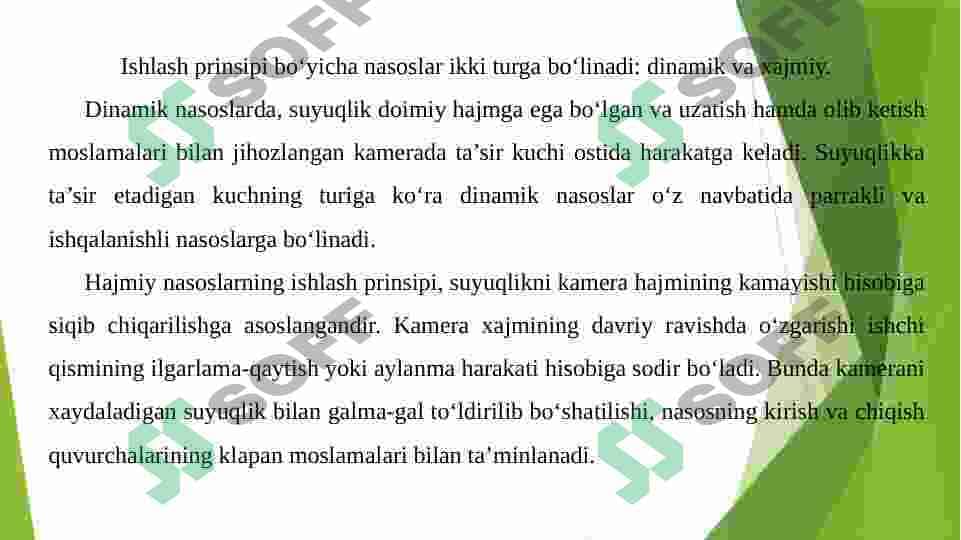 Kirish. Nasoslar xaqida umumiy tushunchalar. 6