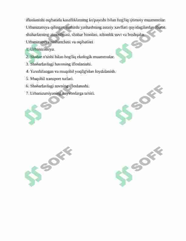 Urbanizatsiya jarayoni va ekologik muommolar 6