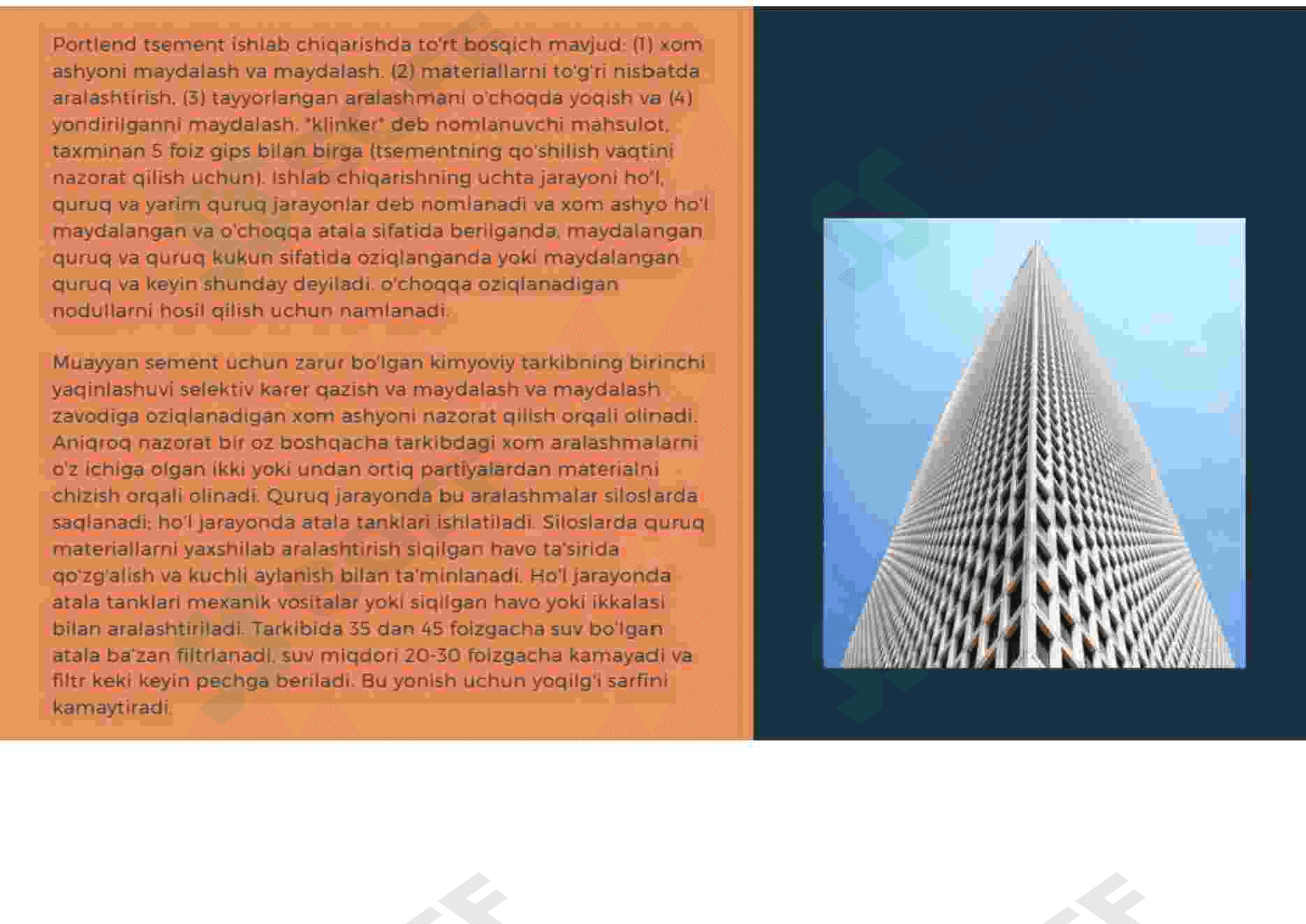 Sement asosida qurilish qorishmalarini ishlab chiqarish texnalogiyasi 6