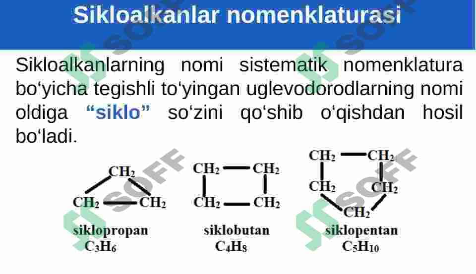 Sikloalkanlar nomenklaturasi izomeriyasi olinishi va xossalari 6