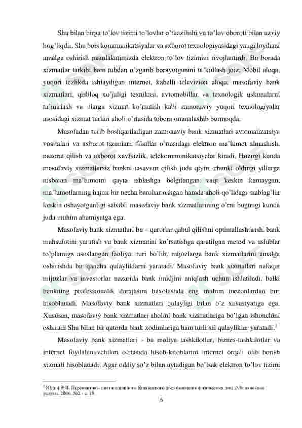 Tijorat banklarida masofaviy bank xizmatlarini kengaytirish yo`llari 6