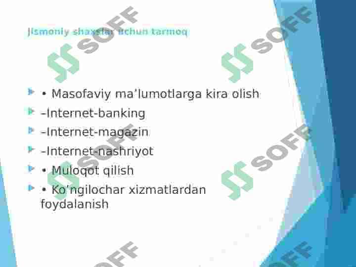 OT ning tarmoq funksiyalari Network function of OS 6