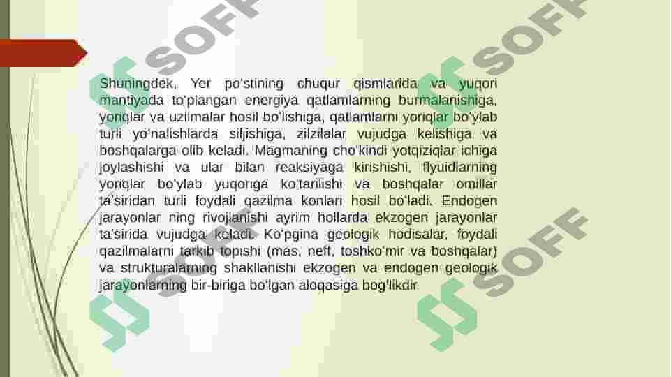 ENDOGEN GIYALOGIK JARAYON.MAGMATIZIM. 6