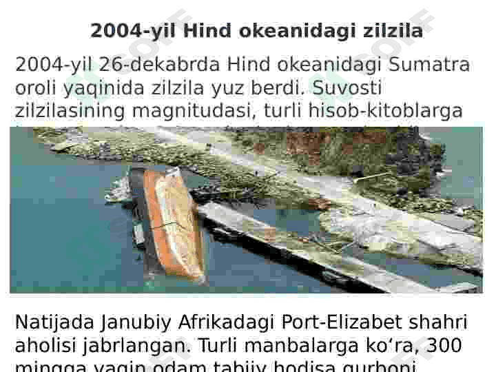 Zilzilalar. Oxirgi 100 yil ichida sodir bo'lgan dunyodagi eng kuchli 10 ta zilzila 6