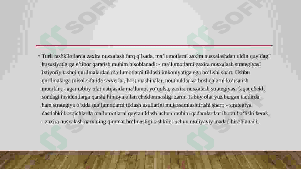 Windows OTda zaxira nusxalashni (Backup and Restore) amalga oshirish. 6