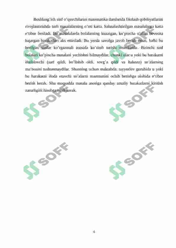 Arifmetik misollarni yechish va bolalarni boshlangʻich maktabda matematika fanini oʻrganishiga tayyorlash 6