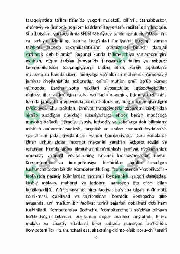 Ijtimoiy kompetentlikni shakllantirish funksiyalari. 6