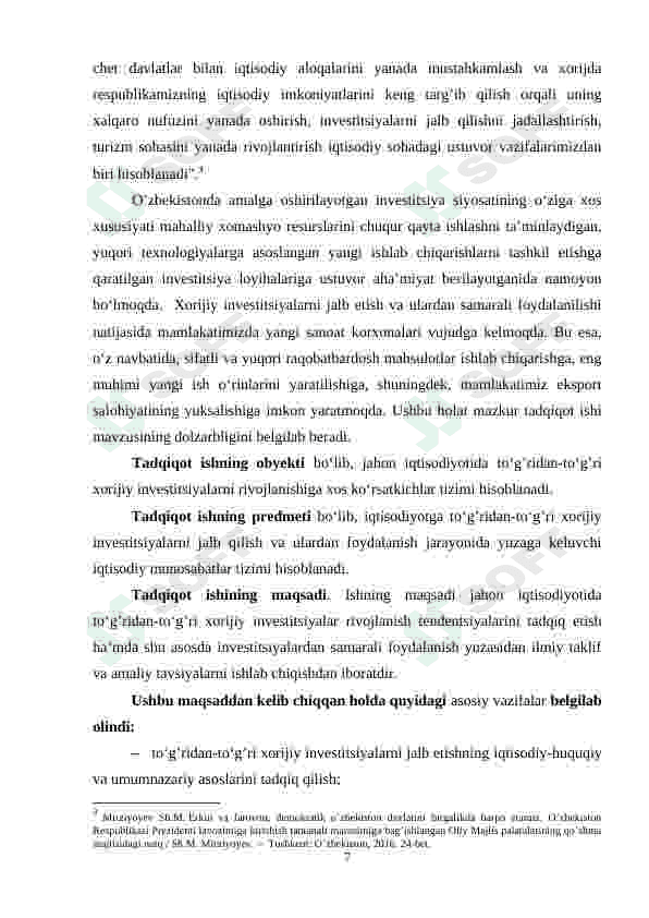 To'g'ridan-to'g'ri xorijiy investitsiyalarning tasniflanishi va ularning milliy iqtisodiyottagi o’rni 6
