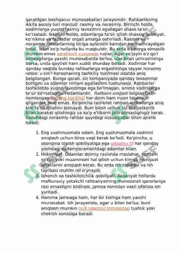 Yetakchilikni shaxsiy xislatlari va ularni rivojlantirish 6