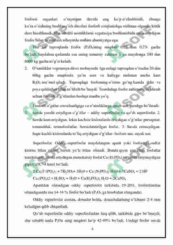 Fosforli moddalar va energiya almashinishidagi ro‘li. 6