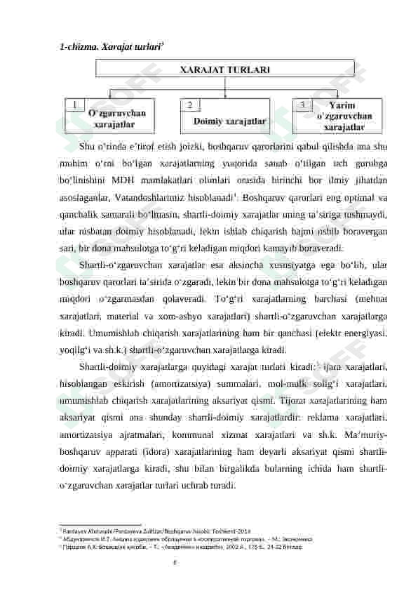 Xarajatlar haqida tushuncha va ularning turli xil belgilarga qarab turkumlanishi 6