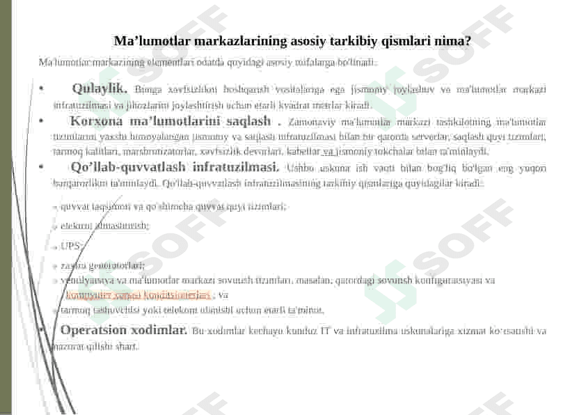 Bulut texnologiyasi asosida yaratilgan ma’lumotlarni qayta ishlash markazlarini o’rganib chiqish 6